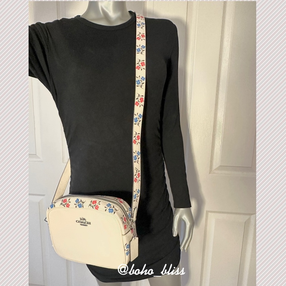 COACH | Cream Crossbody Camera Bag with Floral Print Optional Strap NWT - Picture 11 of 11